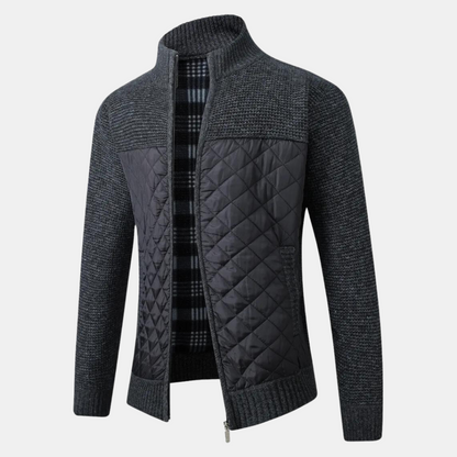Herren Strickjacke Stehkragen Eleganz
