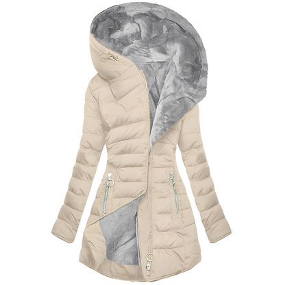 Warmes Winterkleid Frauen Plüschmantel Kapuze