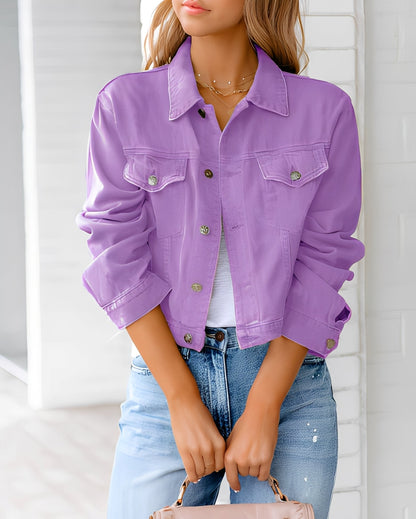 Stylische Jeansjacke Mit Knöpfen Und Vielen Taschen