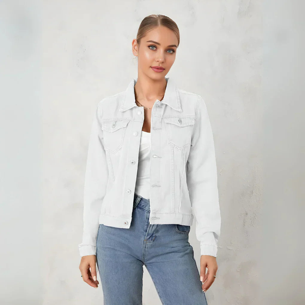 Damen Jeansjacke Modern Knöpfe Trendy