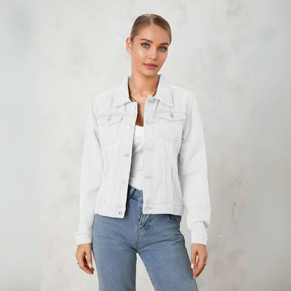 Damen Jeansjacke Modern Knöpfe Trendy
