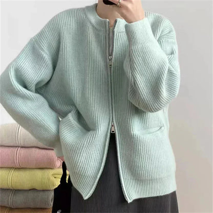 Große Strickjacke Oversized mit Reißverschluss und Taschen