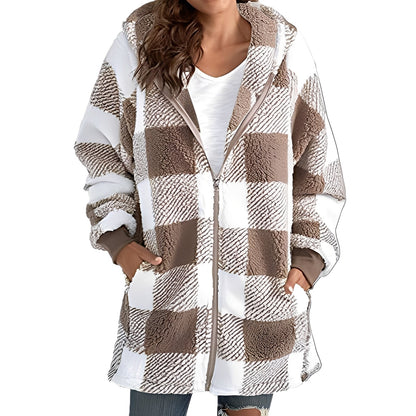 Modischer Damen Hoodie Karo Muster - IdealeKleiden