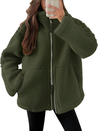 Stilvolle Damen Wolljacke Reißverschluss