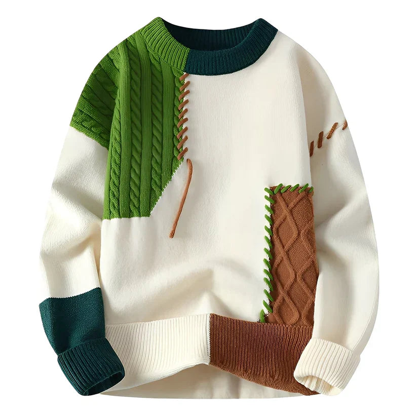 Herren Fleece Pullover Bunt Gemustert