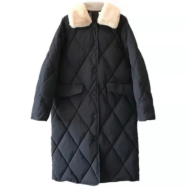 Übergroße Steppjacke Herbst Winter Pelz
