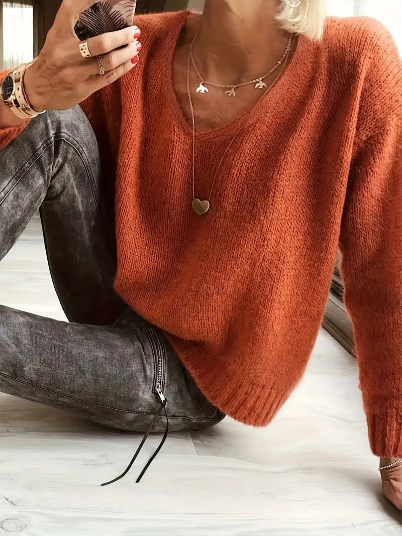 Damenschal Frauen Pullover V-Ausschnitt Fein