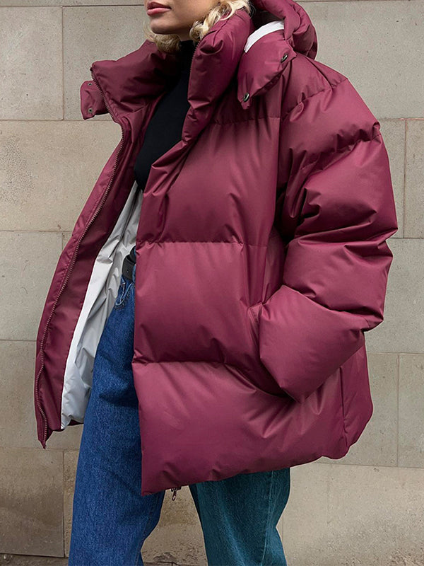 Farbenfrohes Gepolstertes Winterjacket mit Kapuze