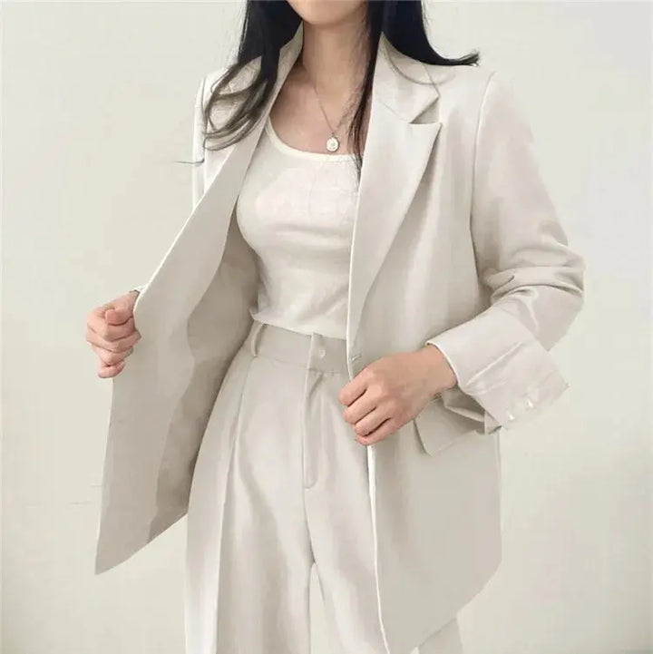 Damen Business Set - Einfarbig Blazer &amp; Gerade Hosen