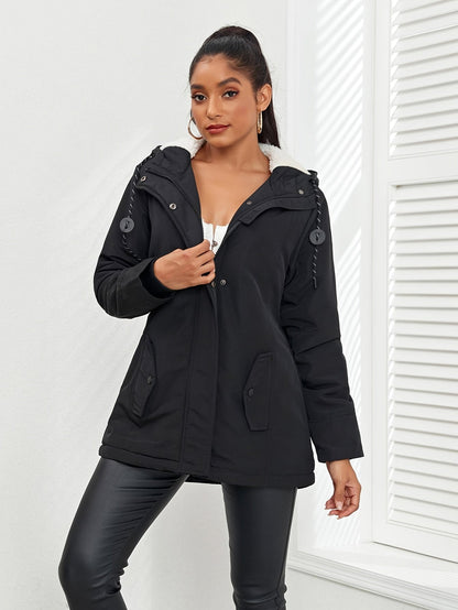 Winterkleid Damen Fleece Kapuze Warm - IdealeKleiden
