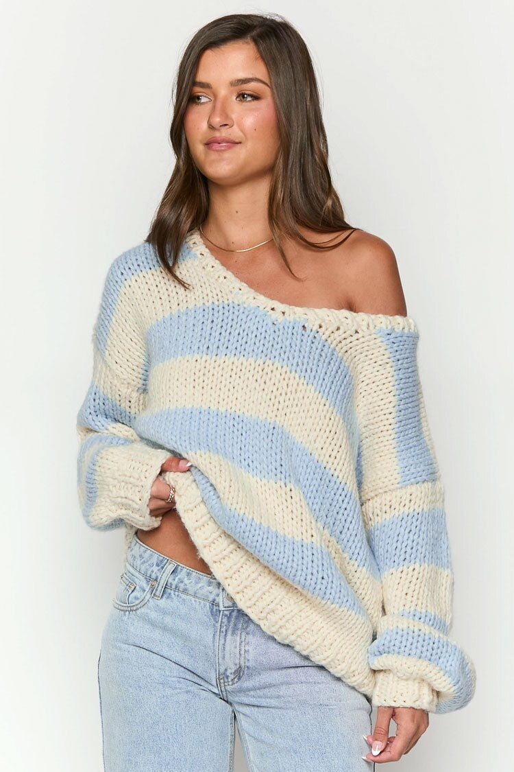 Stylischer Strickpullover Schulterfrei Trendy Herbstmode