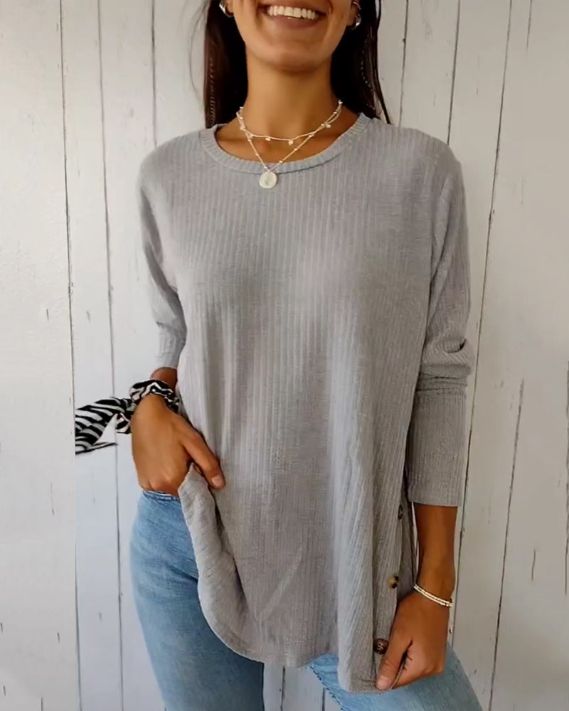 Weiches Strickoberteil Rundhals Damen