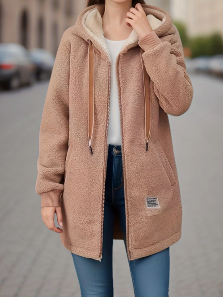Praktische Fleecejacke Mit Kapuze Reißverschluss