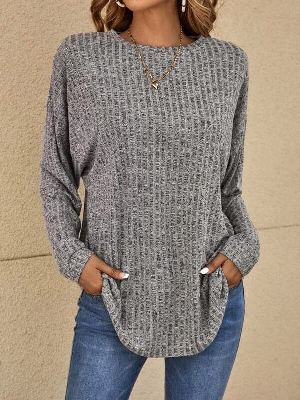 Weiche Strickpullover Damen Lässig Bequem Langarm