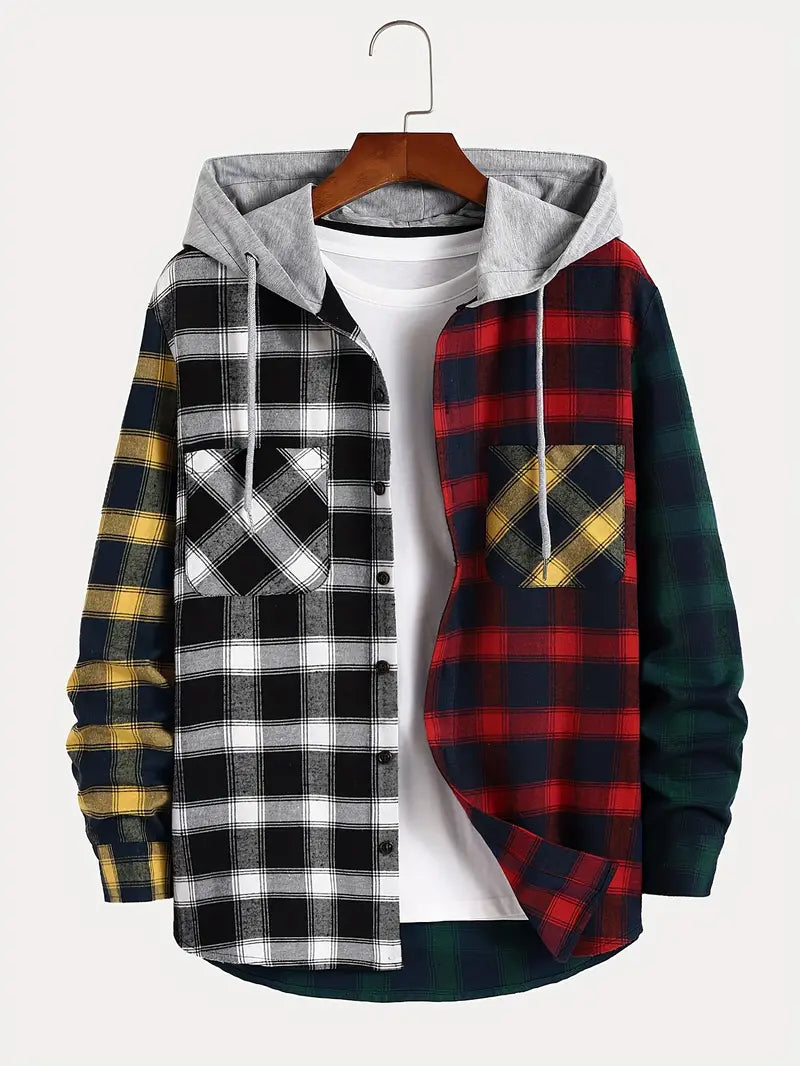 Modischer Karo-Hoodie Herren Trend - IdealeKleiden