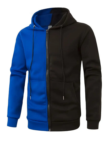 Zweifarbig Kapuzenpullover Reißverschluss Modern