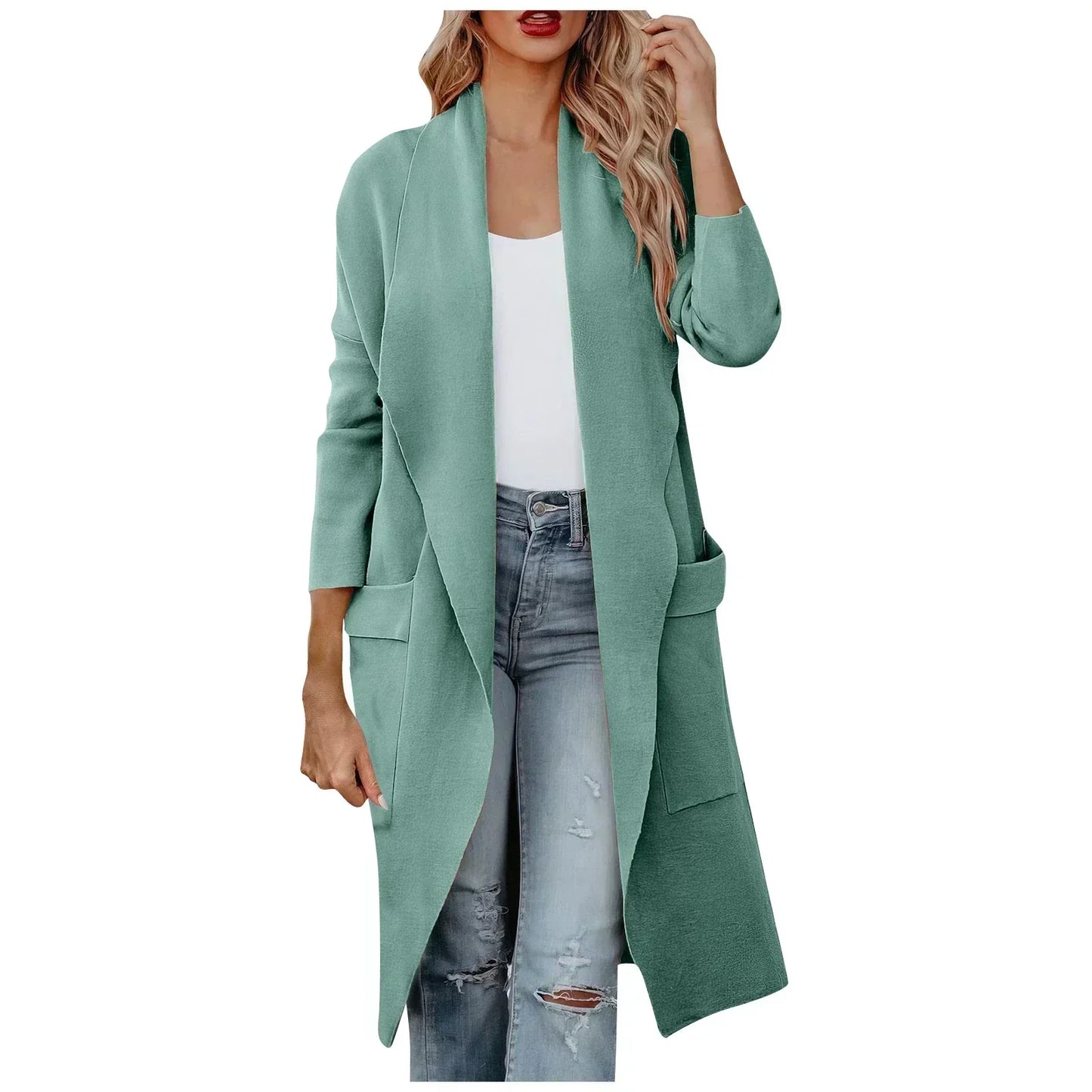 Elegante Damenjacke Lange Passform Gürtel