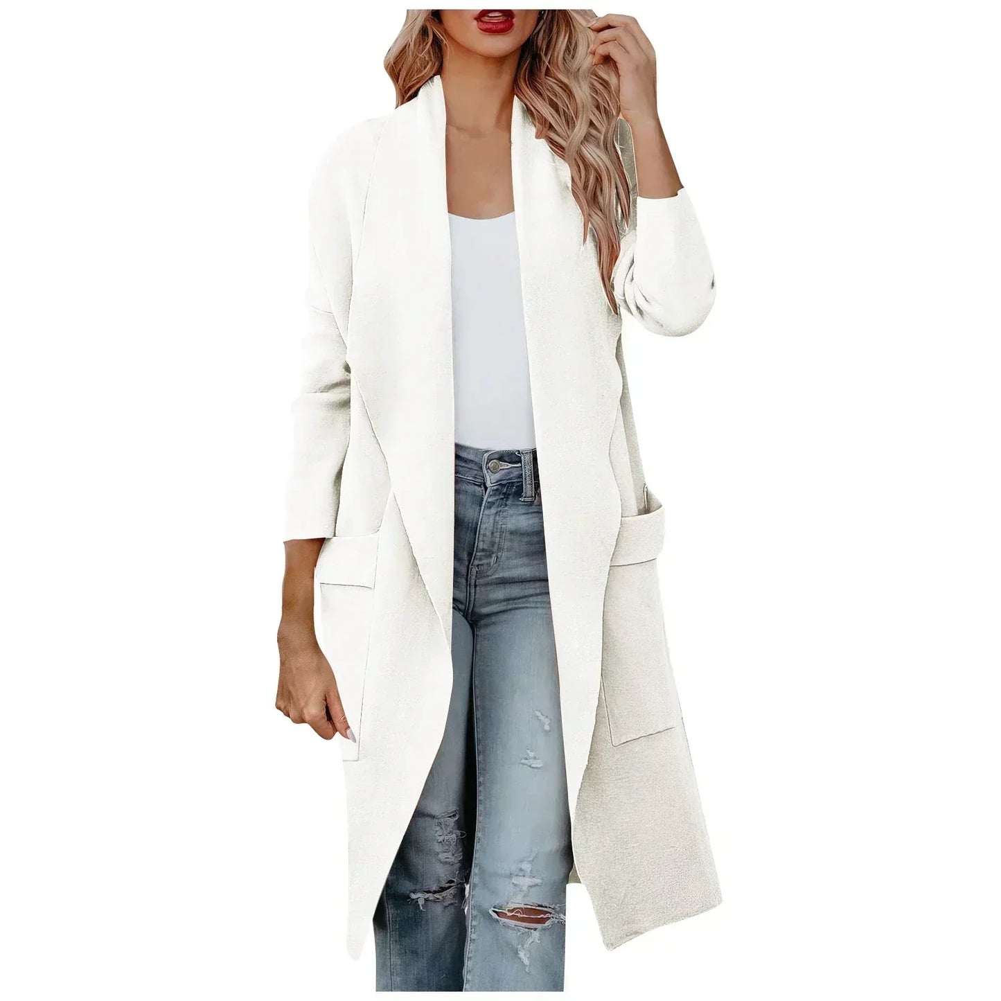 Elegante Damenjacke Lange Passform Gürtel