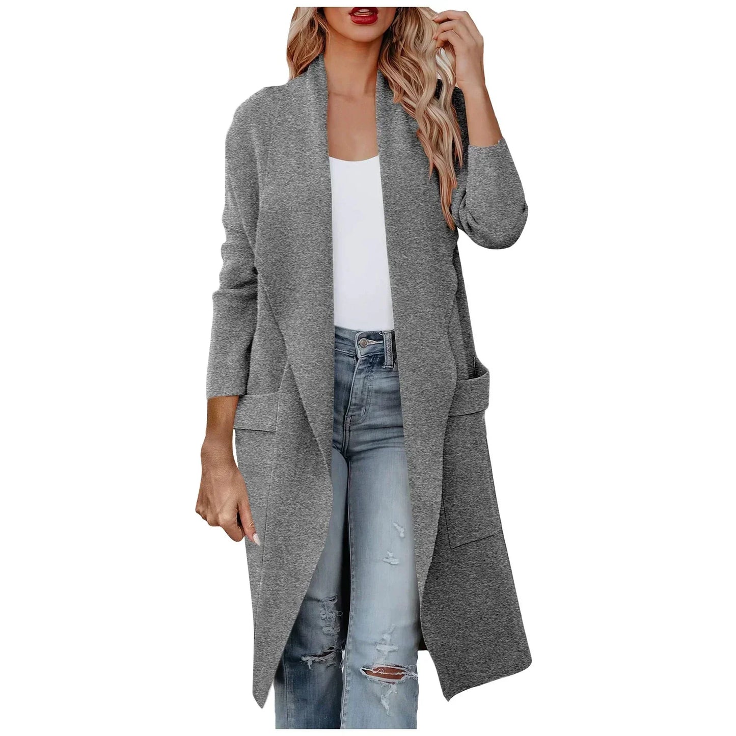 Elegante Damenjacke Lange Passform Gürtel