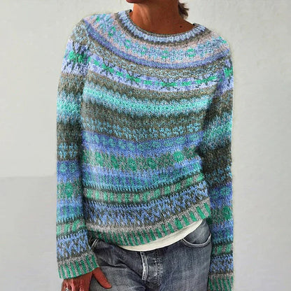 Frauen Strickpullover Bunt Gemustert Winter