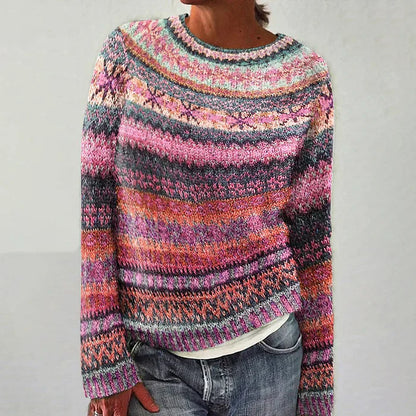 Frauen Strickpullover Bunt Gemustert Winter