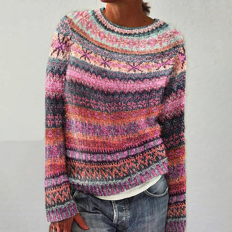 Vintage Strickpullover Boho Chic Frauen - IdealeKleiden
