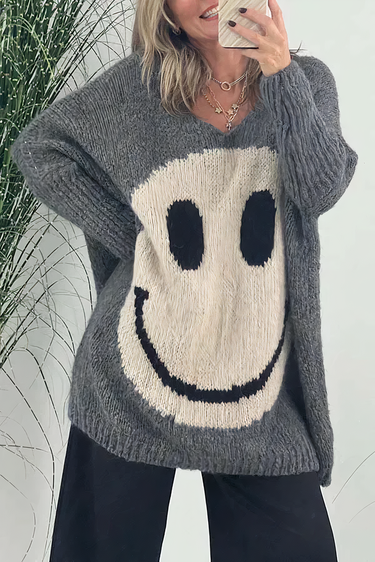 Große Sweater Damen Oversized Strick Pullover