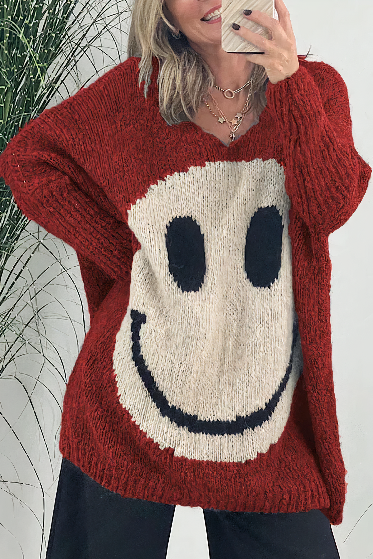 Große Sweater Damen Oversized Strick Pullover