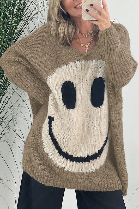 Große Sweater Damen Oversized Strick Pullover - IdealeKleiden