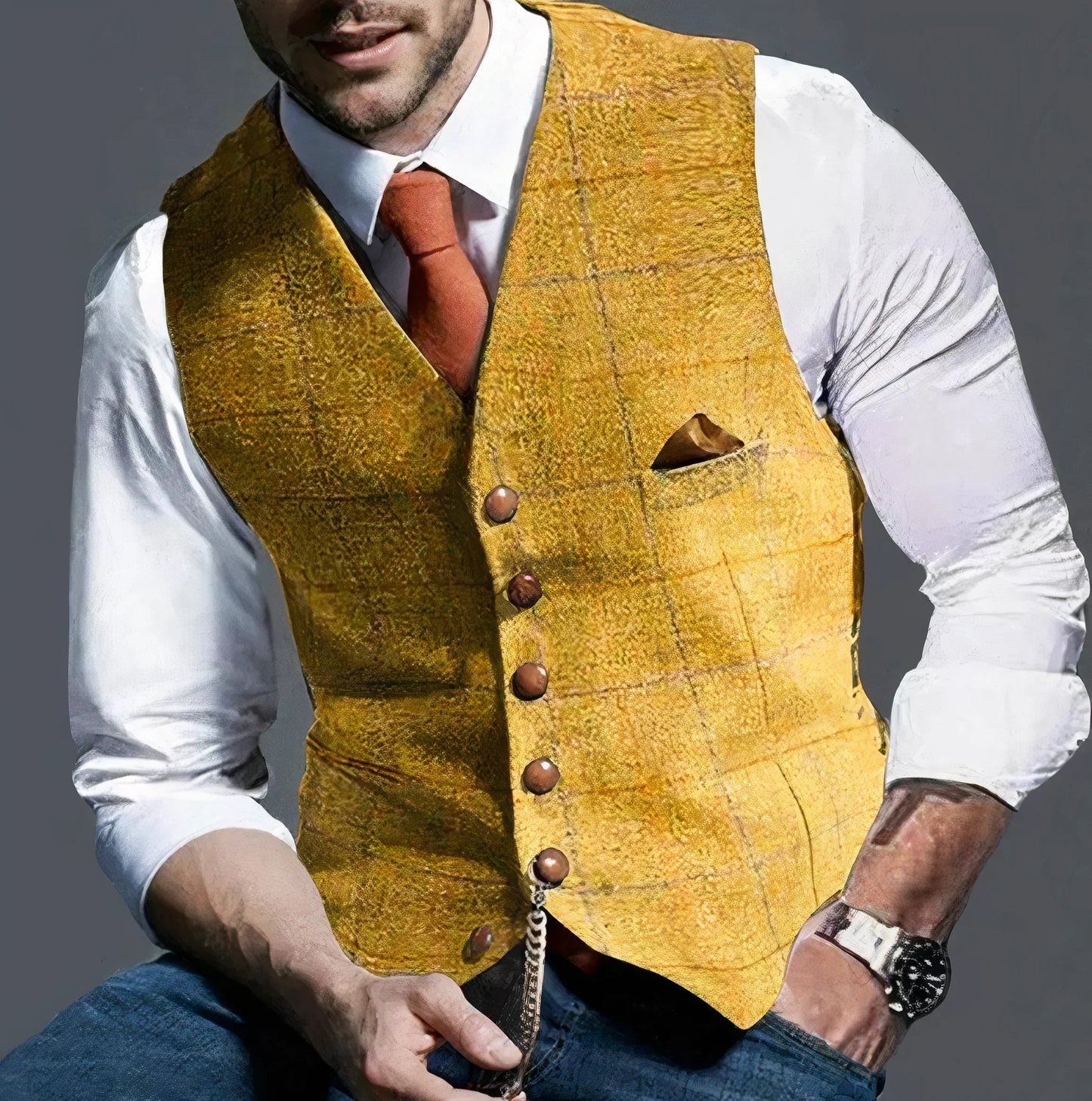 Modische Karo-Weste Herren Elegant