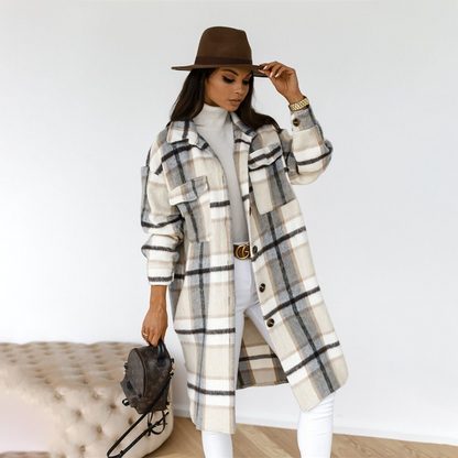 Karierte Damenmantel Herbst Trend