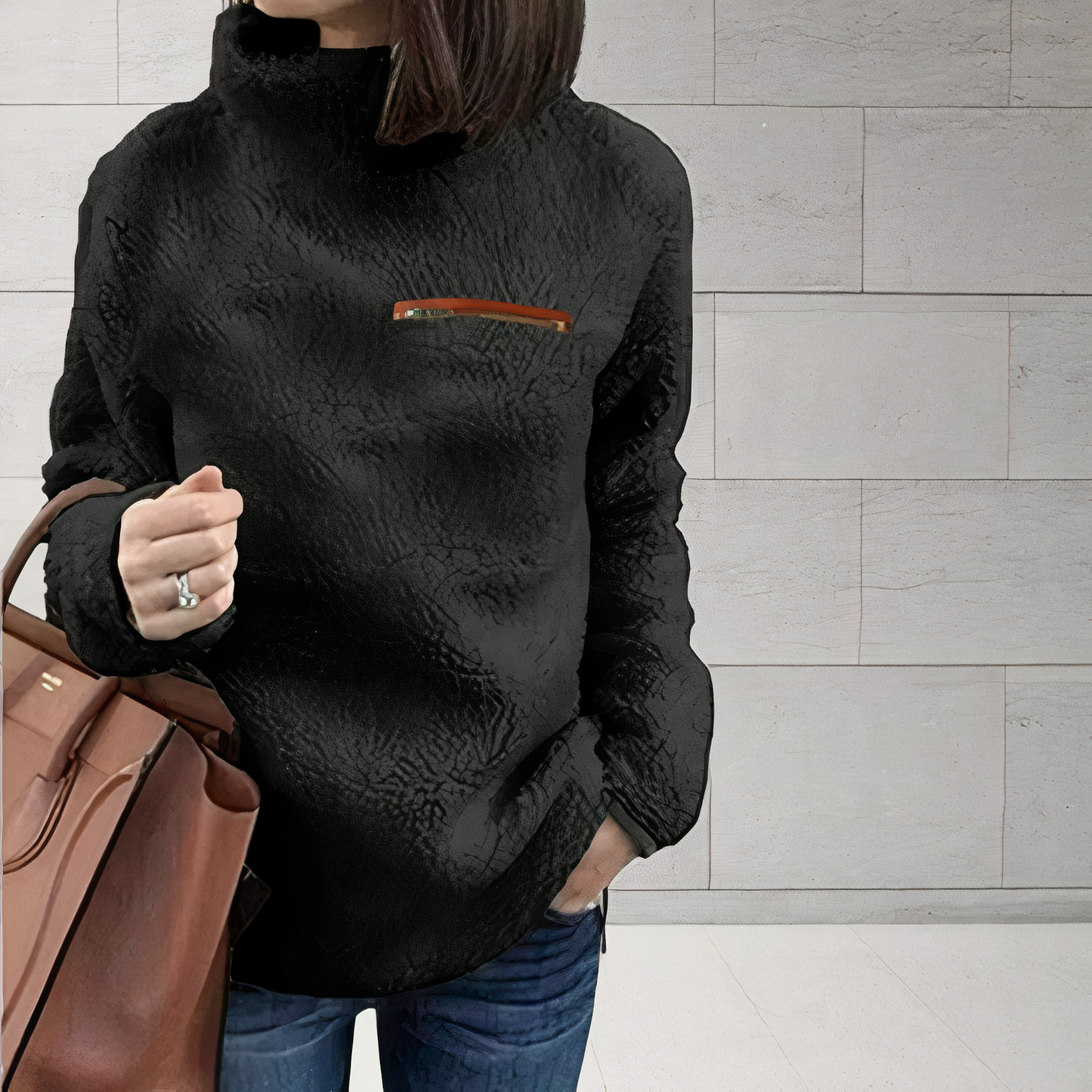 Stylischer Wollpullover mit Rollkragen