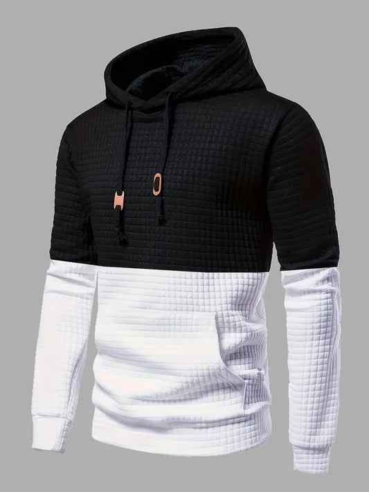 Herren Pullover Kapuze Waffelmuster Trendy - IdealeKleiden