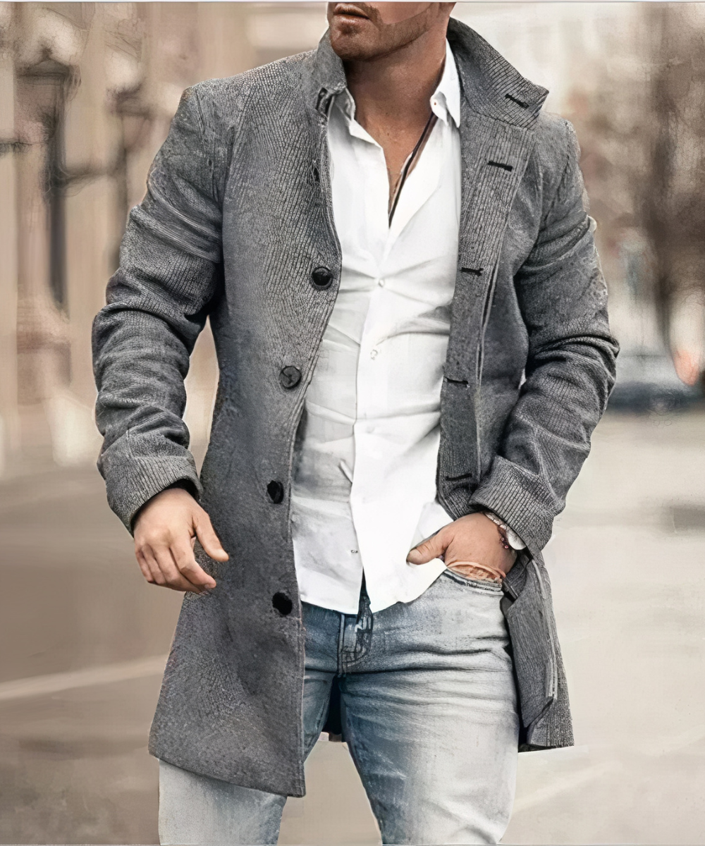 Stilvoller Herren Trenchcoat Elegant Lang - IdealeKleiden