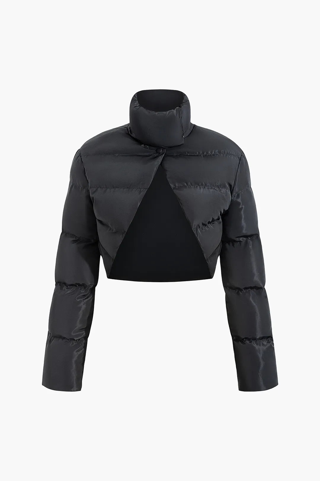 Stilvolle Pufferjacke Schwarz Stehkragen - IdealeKleiden