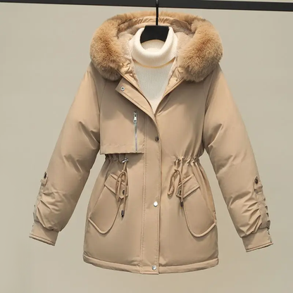 Damen Winterjacke Steppweste Mit Pelzkrage