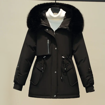 Damen Winterjacke Steppweste Mit Pelzkrage