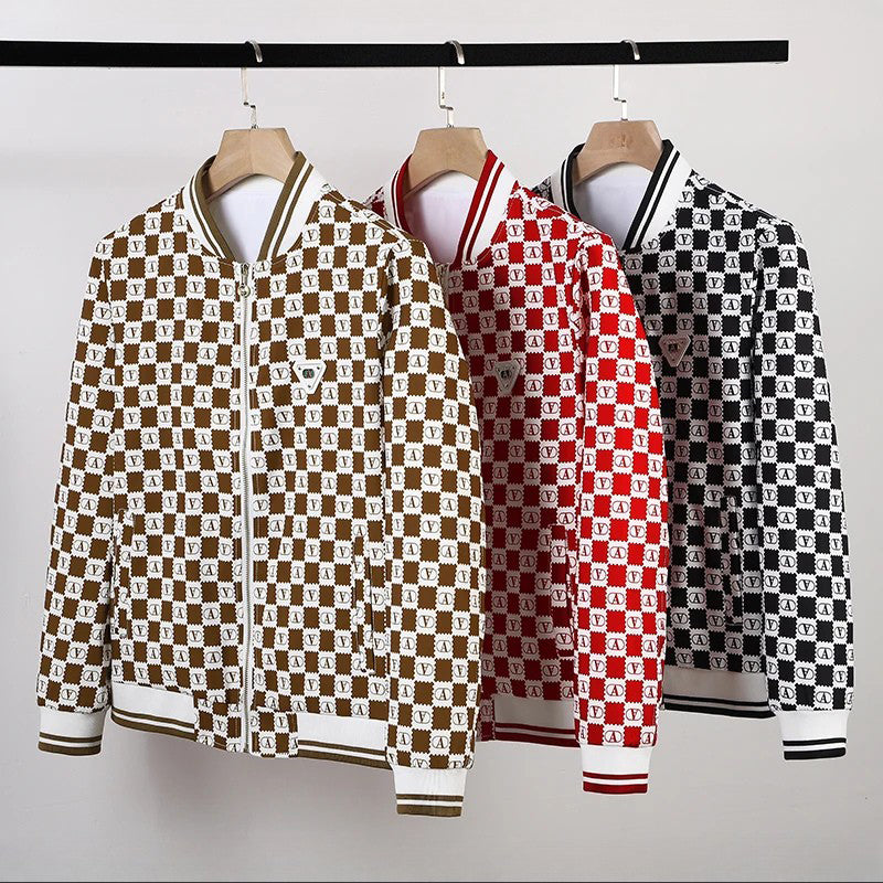 Stylische Bomberjacke Schachbrett Muster Retro