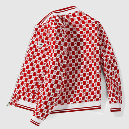 Stylische Bomberjacke Schachbrett Muster Retro