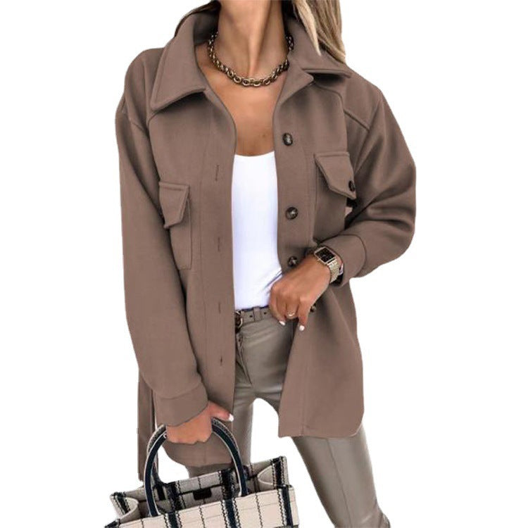 Modische Herbstjacke Frauen Lässig Reißverschluss Geschnitten