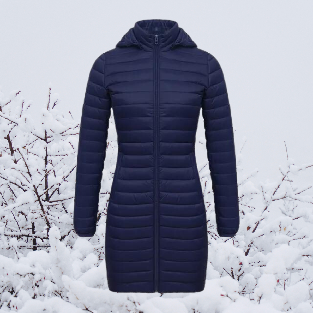 Damen Winterjacke Lang Warm Gepolstert Kapuze