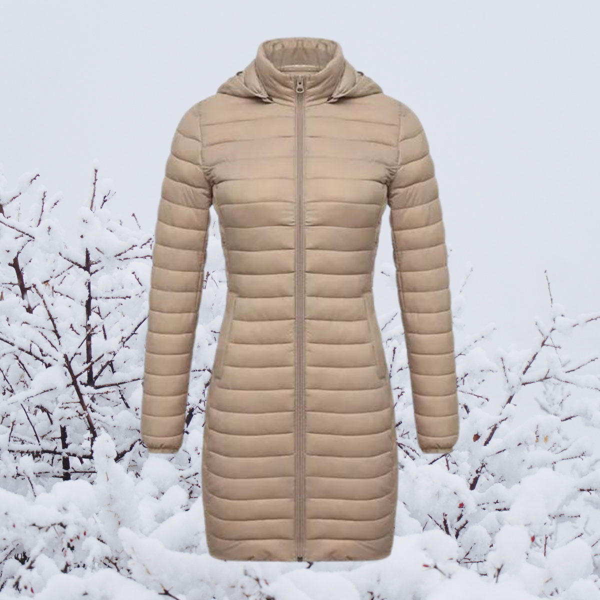 Damen Winterjacke Lang Warm Gepolstert Kapuze