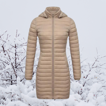 Damen Winterjacke Lang Warm Gepolstert Kapuze