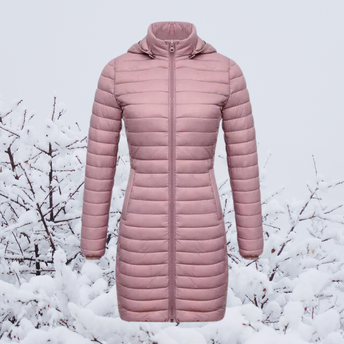Damen Winterjacke Lang Warm Gepolstert Kapuze