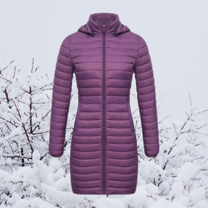 Damen Winterjacke Lang Warm Gepolstert Kapuze