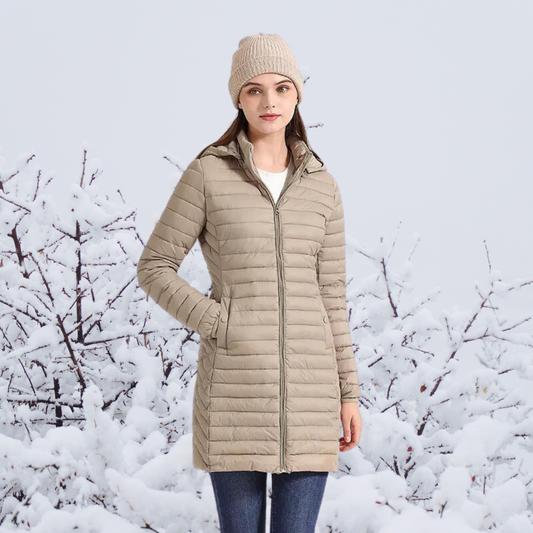 Damen Winterjacke Lang Warm Gepolstert Kapuze - IdealeKleiden