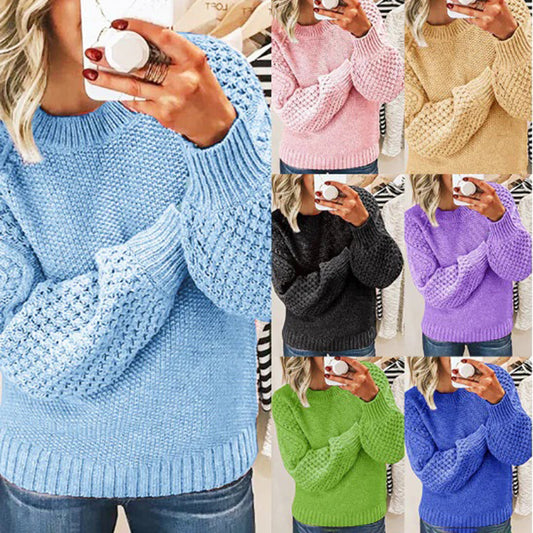 Dickes Strickpullover Gemütlich Texturiert - IdealeKleiden