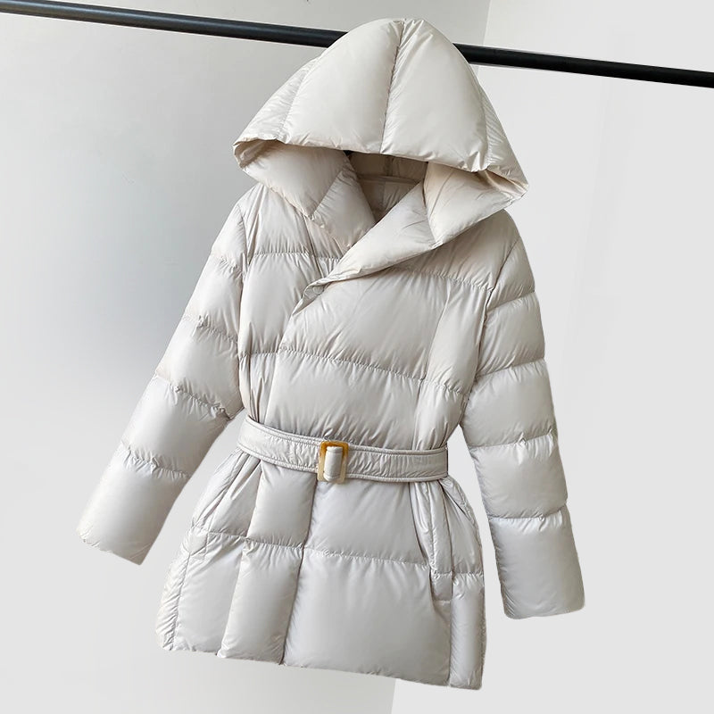 Damen Pufferjacke Warm Kapuze Elegant