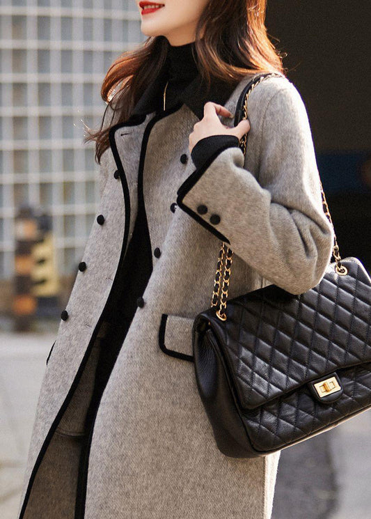 Graue Lederjacke Elegantes Design - IdealeKleiden