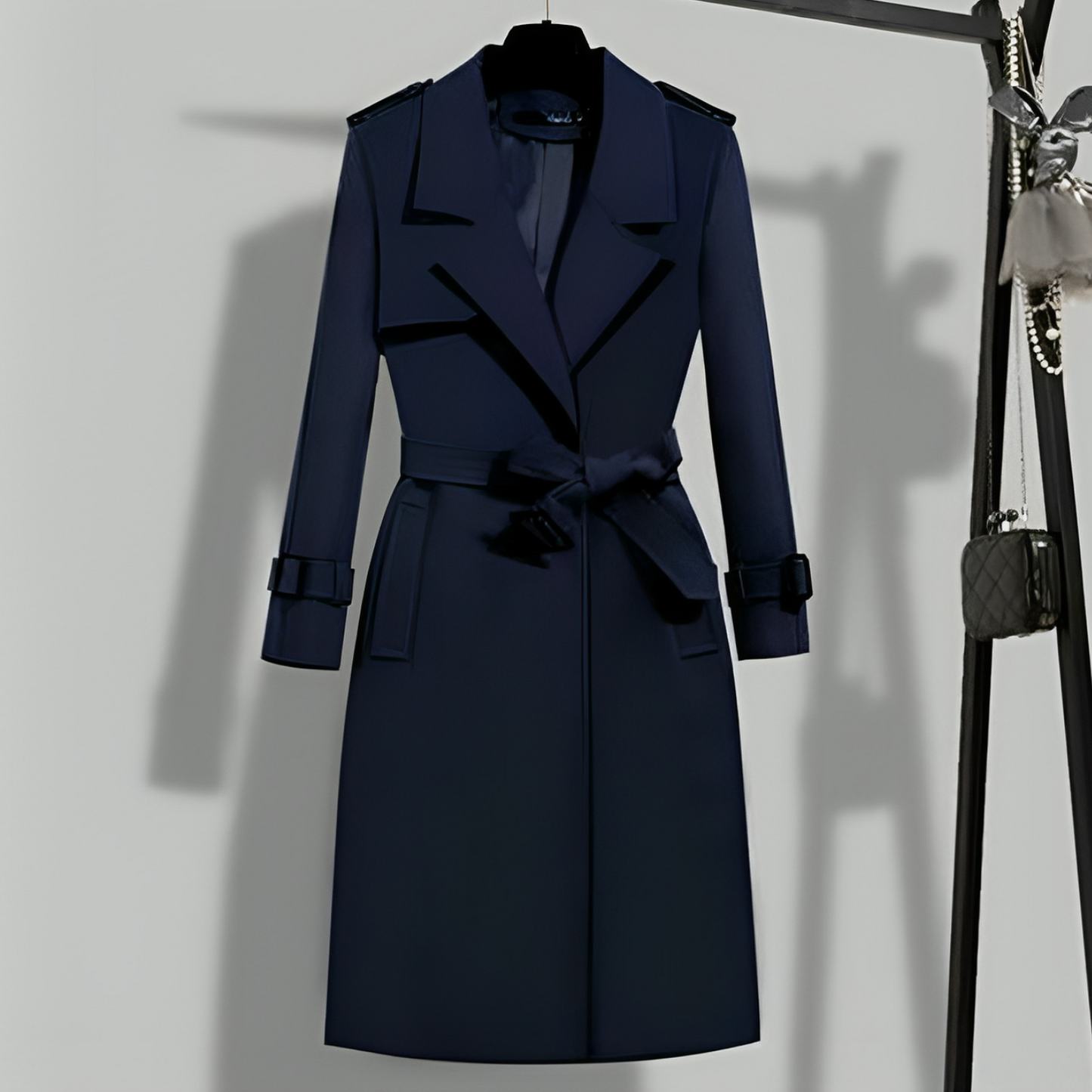 Stilvoller Damen Trenchcoat Elegant Schwarz